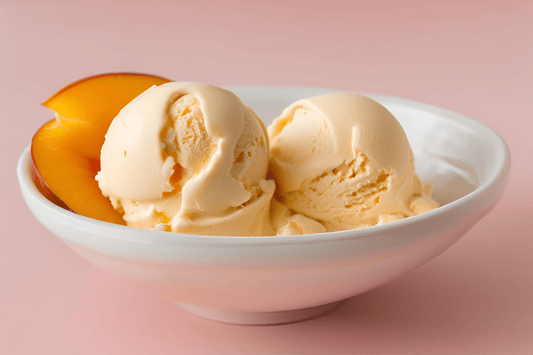 Creamy Homemade Peach Ice Cream with Vanilla and Fresh Chunks