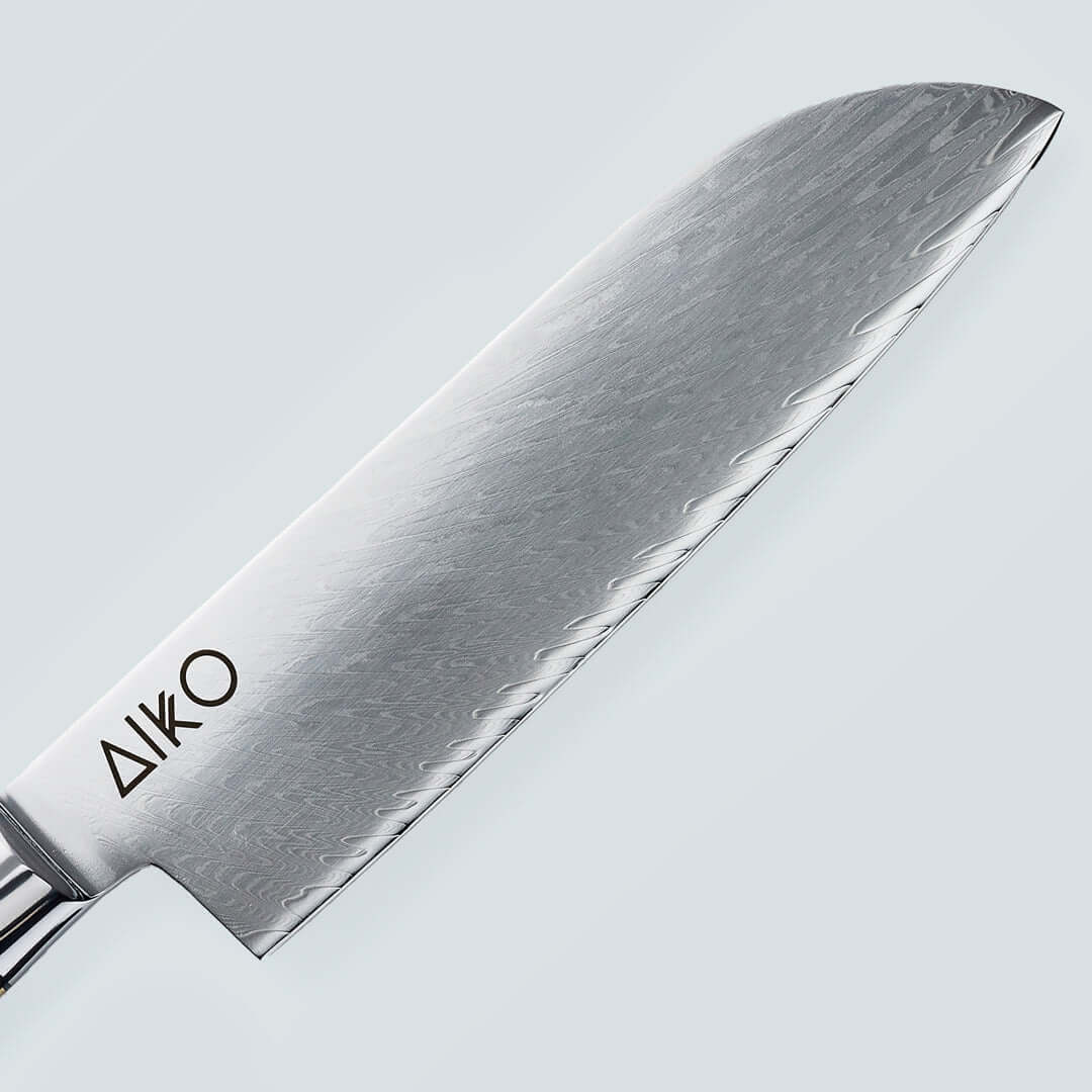 AIKO Azul (あいこ あいこ アイコ アイコ アイコ アイコ) Cuchillo de acero Damasco con mango de resina azul de color
