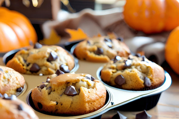 Muffins de chispas de chocolate de calabaza