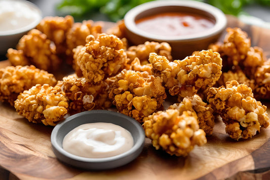 Mordeduras de pollo crujientes de palomitas de maíz