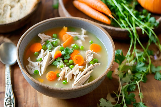 Sopa de pavo casera con verduras