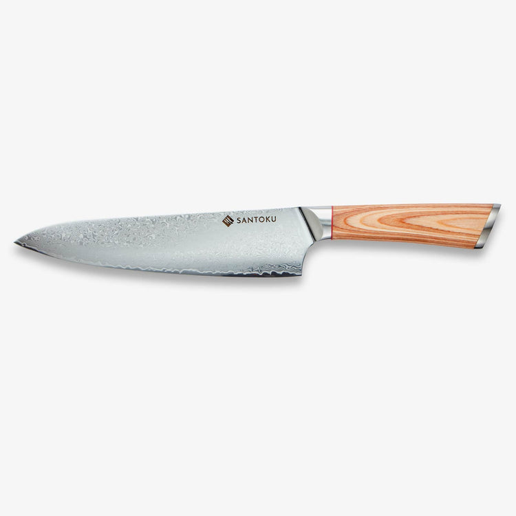 Haruta Cuchillo de chef Gyuto de acero damasco japonés VG10 de 8 pulgadas con mango de madera y funda