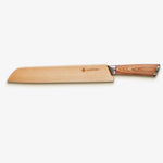 Haruta de 10 pulgadas VG10 Cuchillo de pan de acero japonés Damasco con mango de madera y vaina