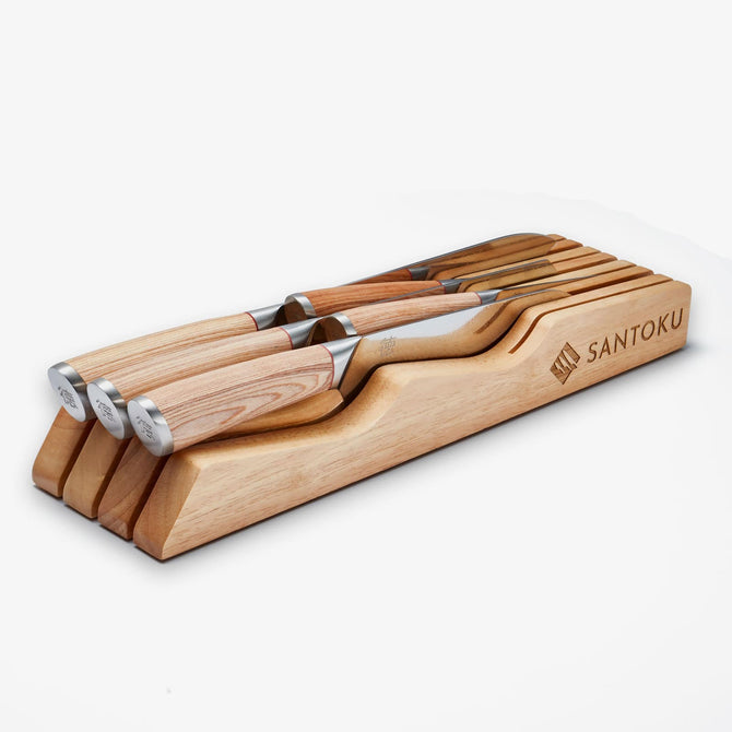 Cajón para cuchillos de cocina | Organizador de madera de mesa