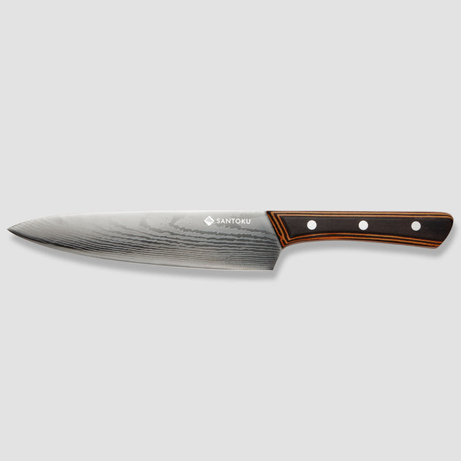 Yuhi Juego de cuchillos de cocina con diseño de Damasco de 6 piezas con mangos de madera de Pakka y caja de regalo