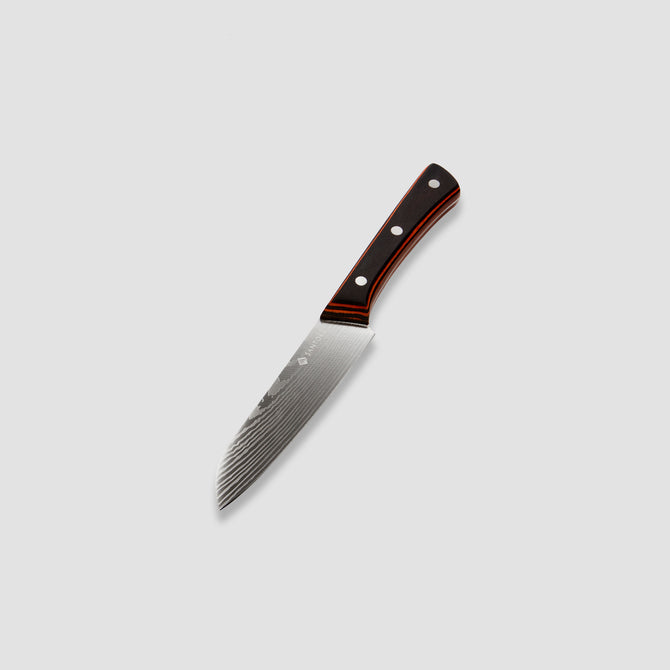 Yuhi Juego de cuchillos de cocina con diseño de Damasco de 6 piezas con mangos de madera de Pakka y caja de regalo