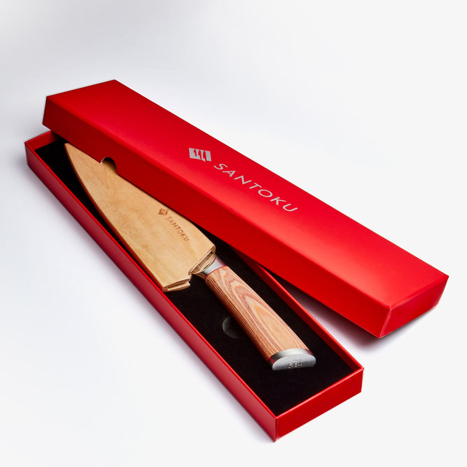 Haruta de 7 pulgadas VG10 Damasco Steel Santoku Cuchillo con mango de madera y vaina