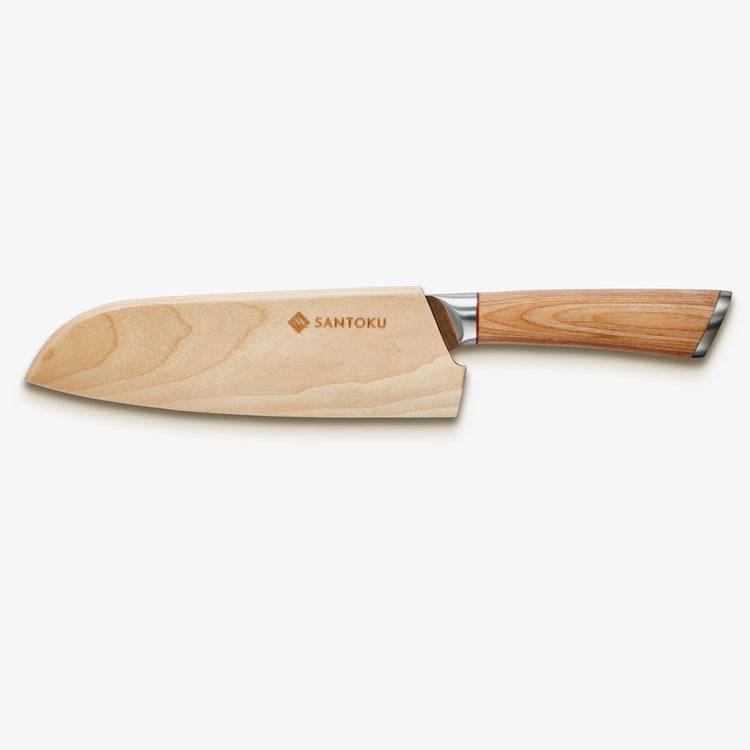 Haruta 7 Inch VG10 Japanese Damascus Steel Santoku Knife with Wooden Handle & Scabbard