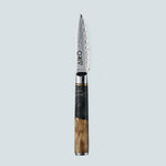 Cuchillo Aiko de acero damasco negro con mango de resina de color negro