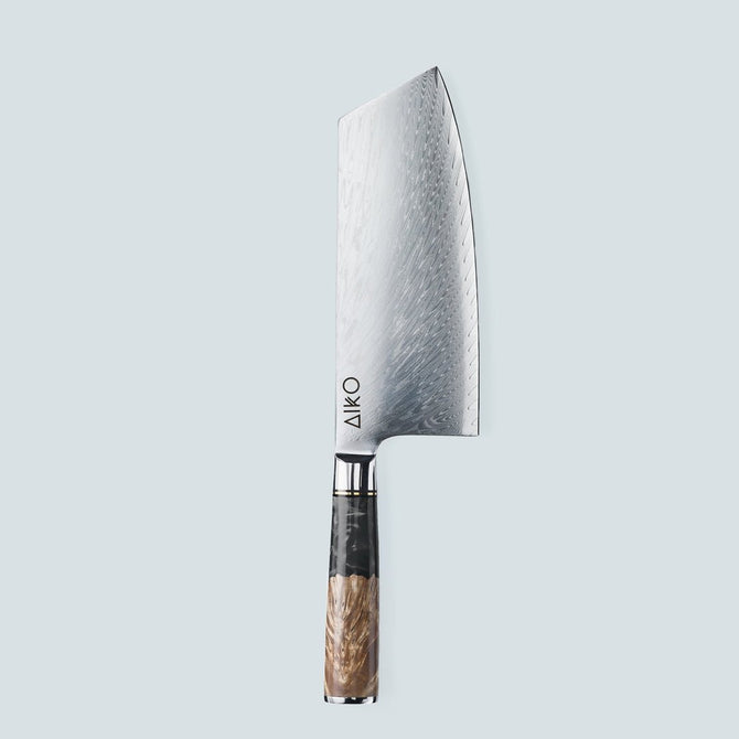 Cuchillo Aiko de acero damasco negro con mango de resina de color negro